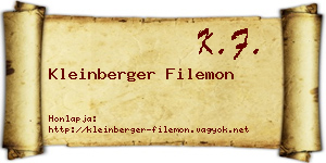 Kleinberger Filemon névjegykártya